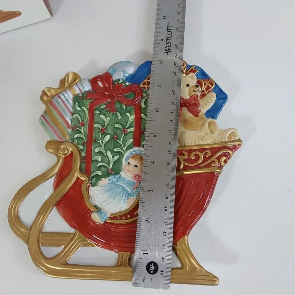 2003 Fitz and Floyd 8 Inch Canape Plate Teddy's Christmas Retired 2078/40‎